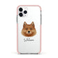 Finnish Spitz Personalised Apple iPhone 11 Pro in Silver with Pink Impact Case