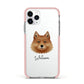 Finnish Spitz Personalised Apple iPhone 11 Pro in Silver with Pink Impact Case