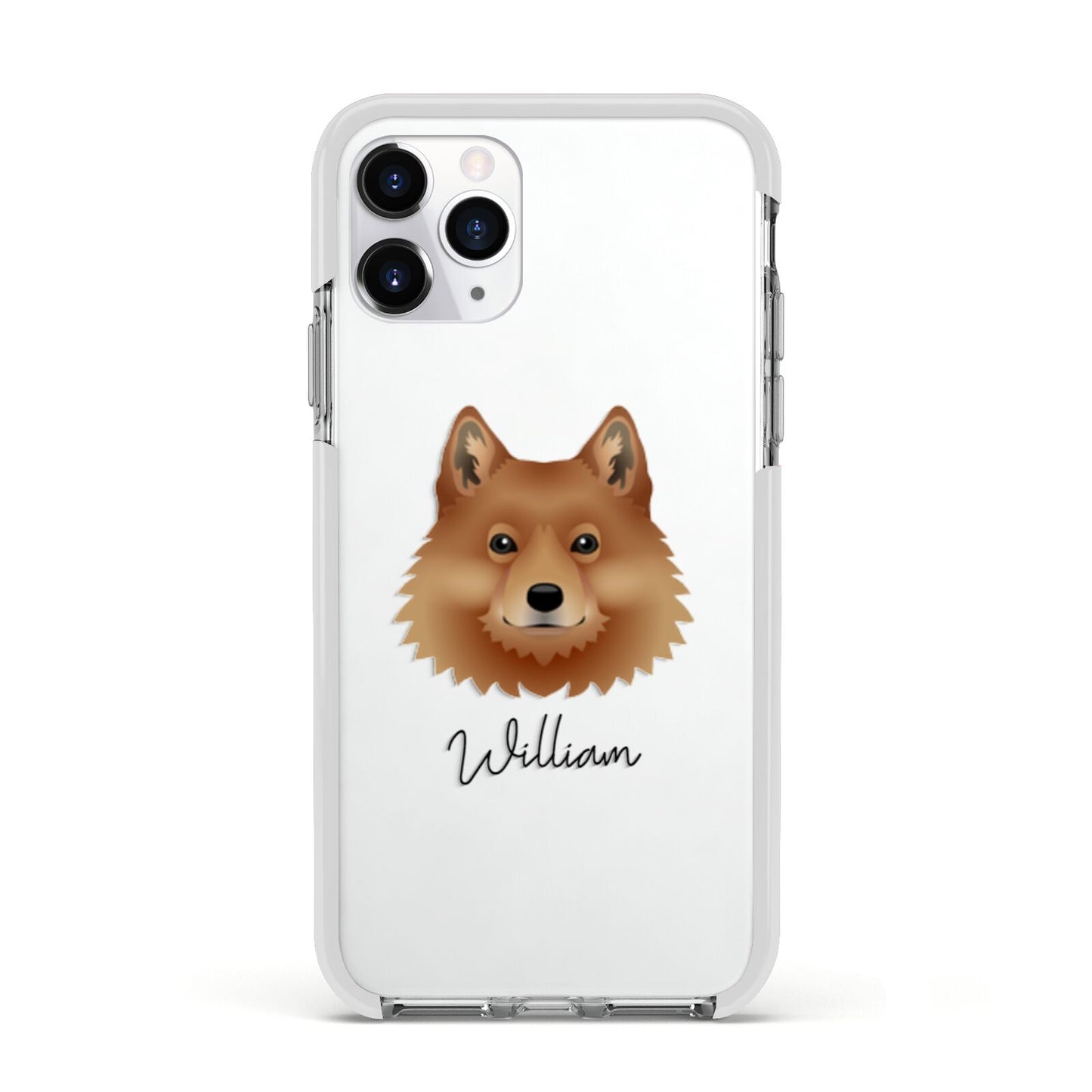 Finnish Spitz Personalised Apple iPhone 11 Pro in Silver with White Impact Case