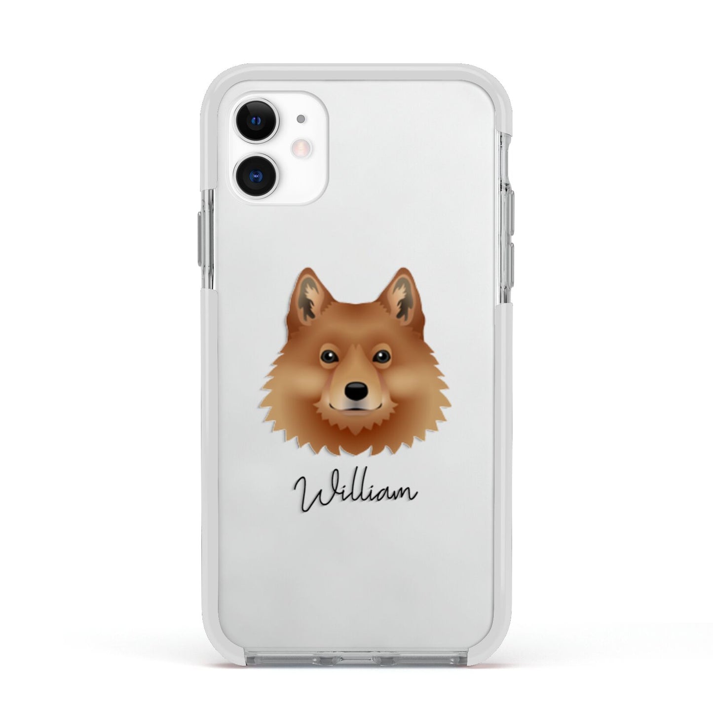 Finnish Spitz Personalised Apple iPhone 11 in White with White Impact Case
