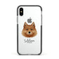 Finnish Spitz Personalised Apple iPhone Xs Impact Case Black Edge on Silver Phone