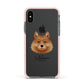 Finnish Spitz Personalised Apple iPhone Xs Impact Case Pink Edge on Black Phone