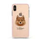 Finnish Spitz Personalised Apple iPhone Xs Impact Case Pink Edge on Gold Phone