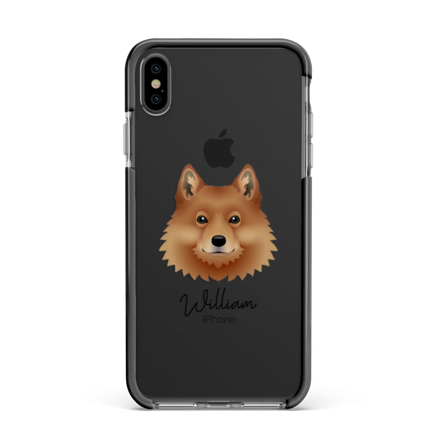 Finnish Spitz Personalised Apple iPhone Xs Max Impact Case Black Edge on Black Phone