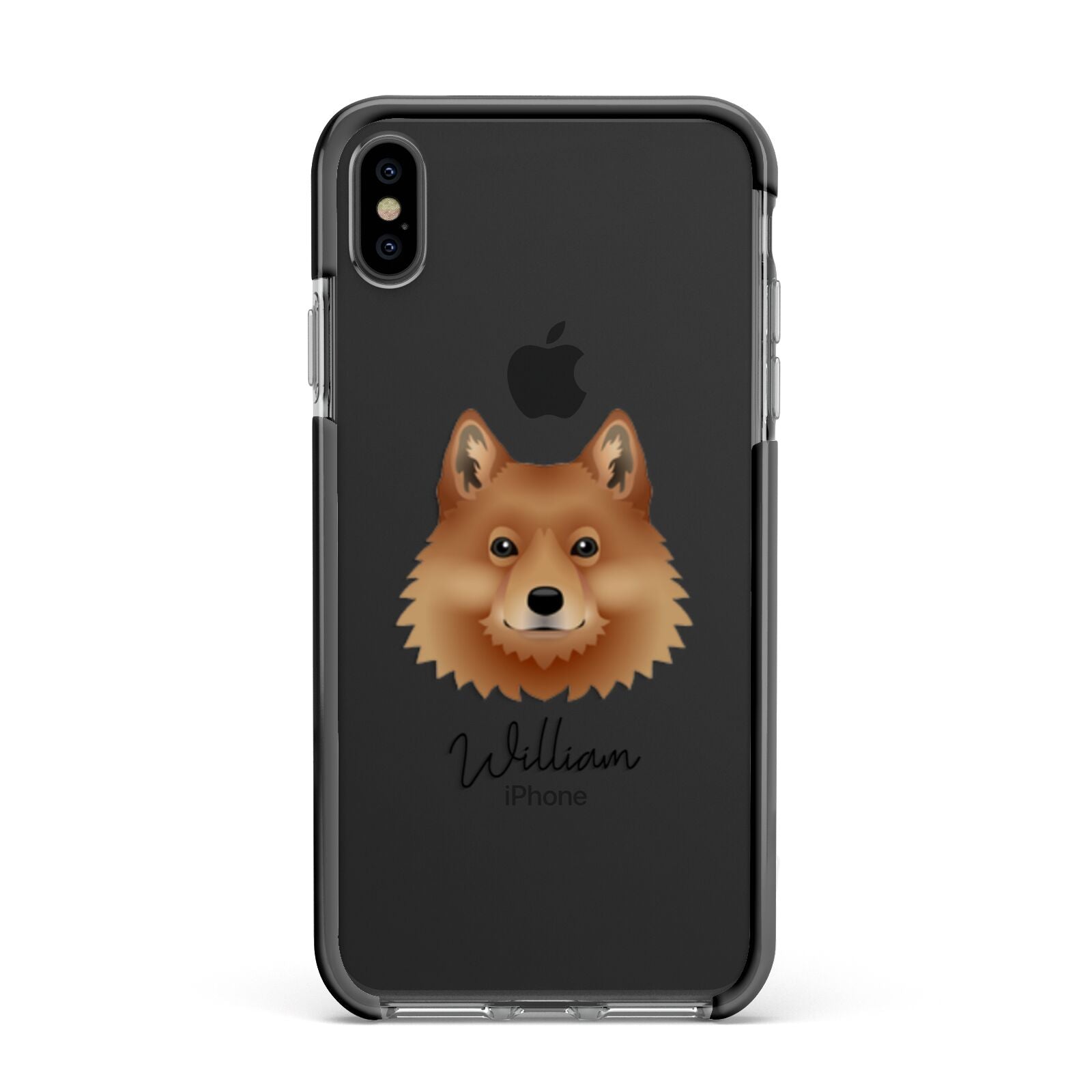 Finnish Spitz Personalised Apple iPhone Xs Max Impact Case Black Edge on Black Phone