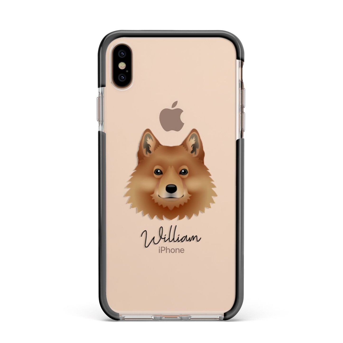 Finnish Spitz Personalised Apple iPhone Xs Max Impact Case Black Edge on Gold Phone