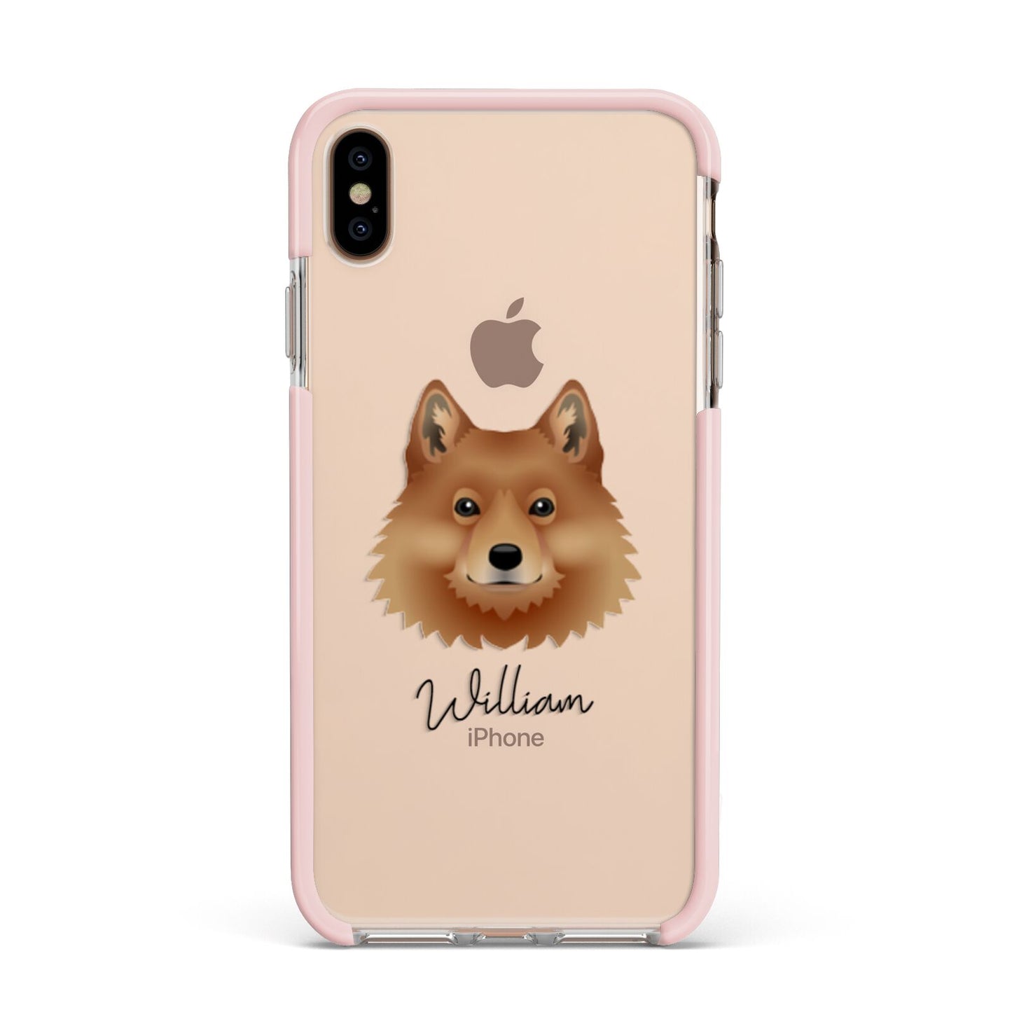 Finnish Spitz Personalised Apple iPhone Xs Max Impact Case Pink Edge on Gold Phone