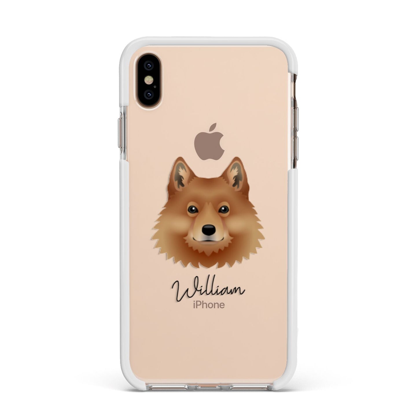 Finnish Spitz Personalised Apple iPhone Xs Max Impact Case White Edge on Gold Phone