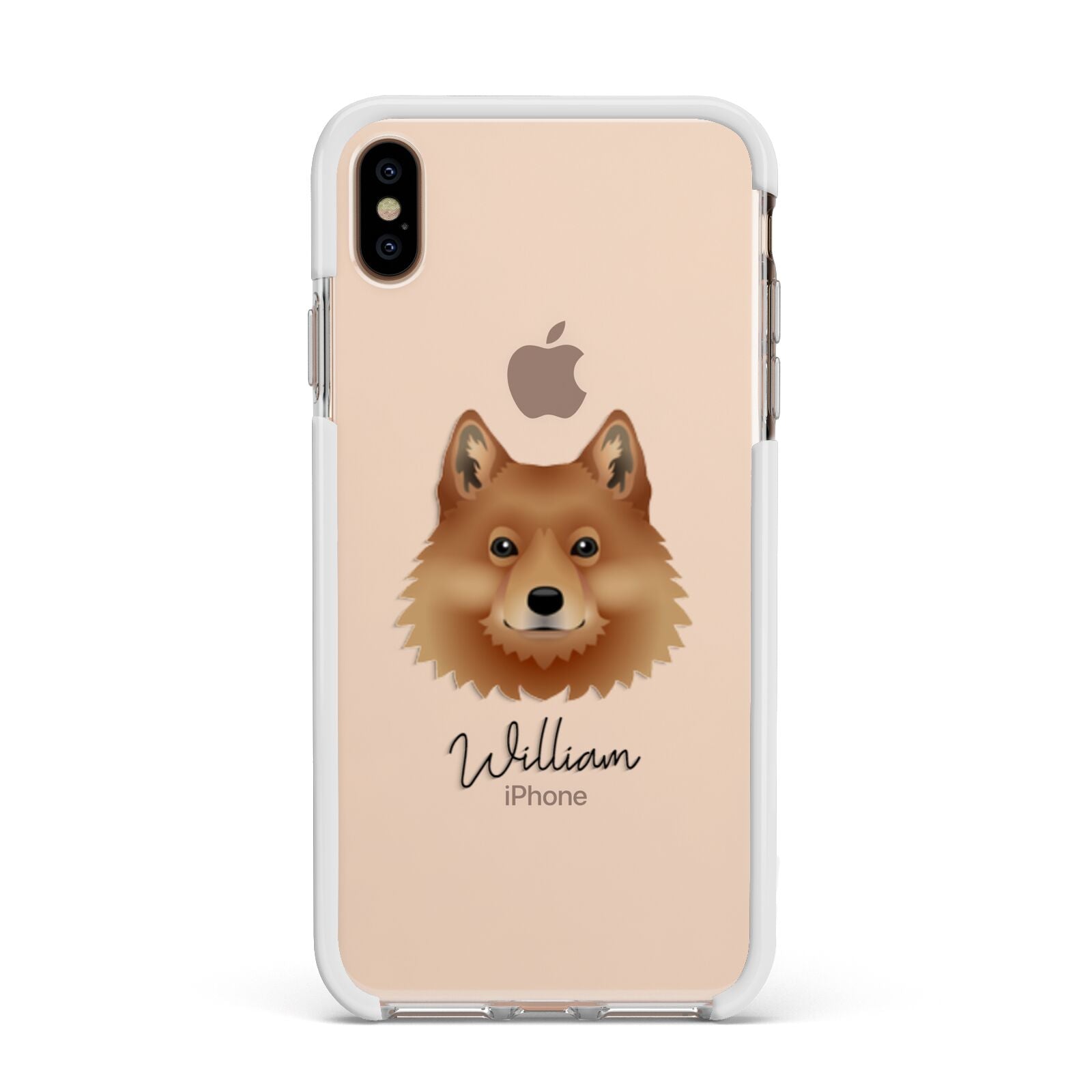Finnish Spitz Personalised Apple iPhone Xs Max Impact Case White Edge on Gold Phone