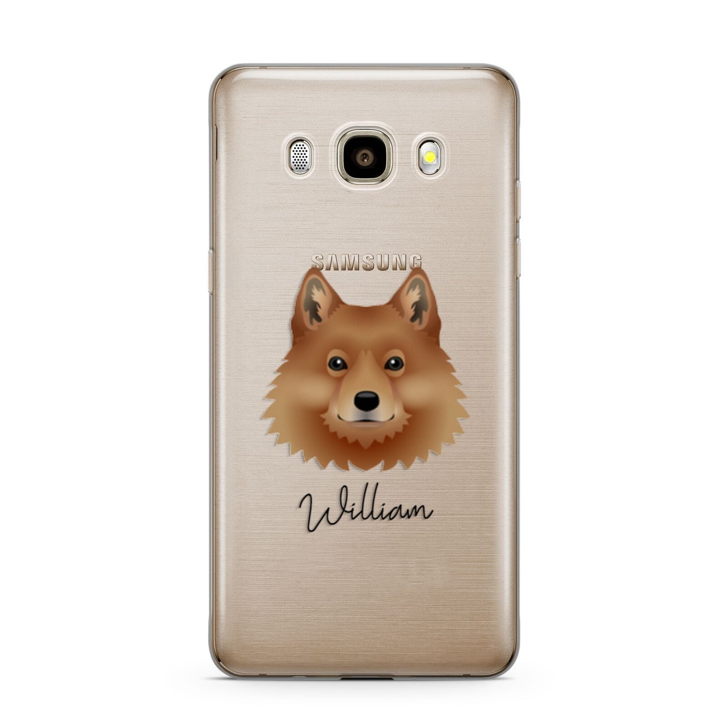 Finnish Spitz Personalised Samsung Galaxy J7 2016 Case on gold phone