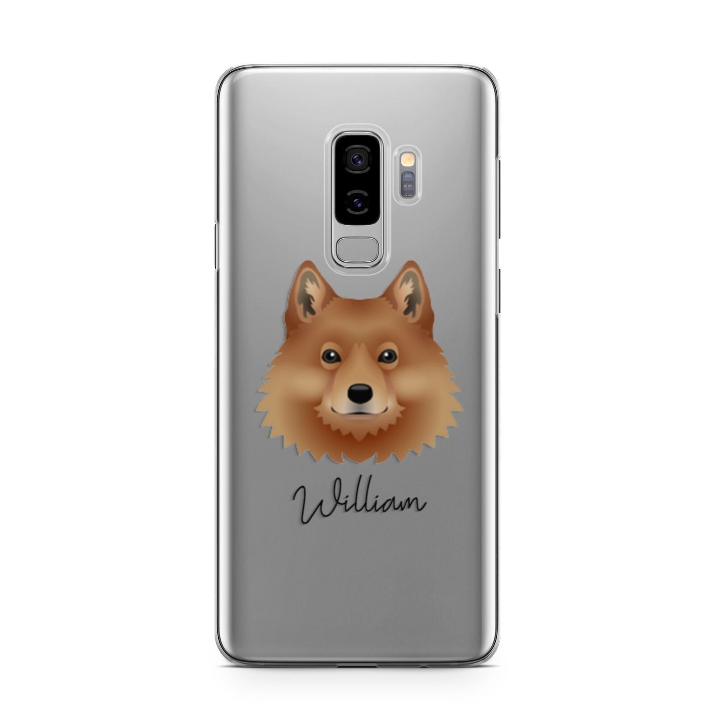 Finnish Spitz Personalised Samsung Galaxy S9 Plus Case on Silver phone