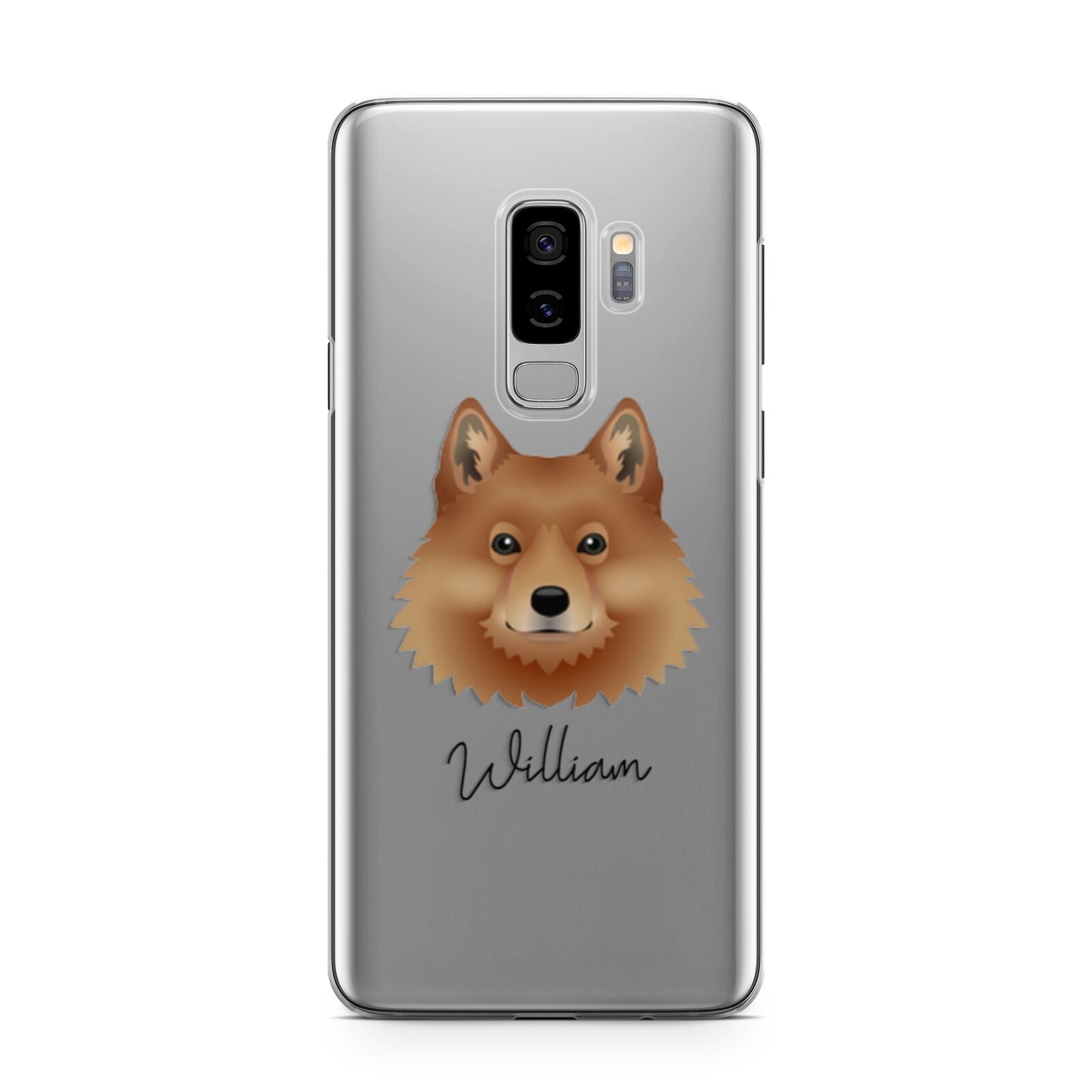 Finnish Spitz Personalised Samsung Galaxy S9 Plus Case on Silver phone