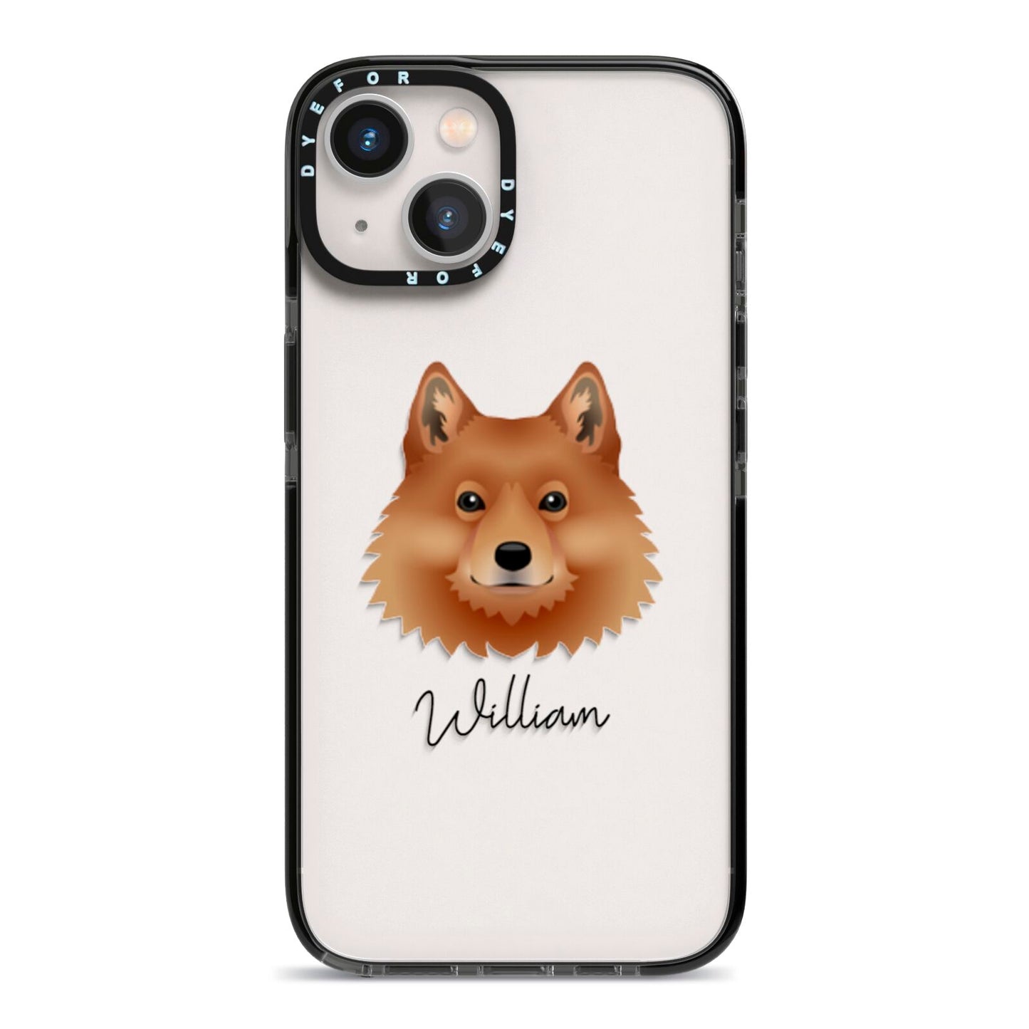 Finnish Spitz Personalised iPhone 13 Black Impact Case on Silver phone