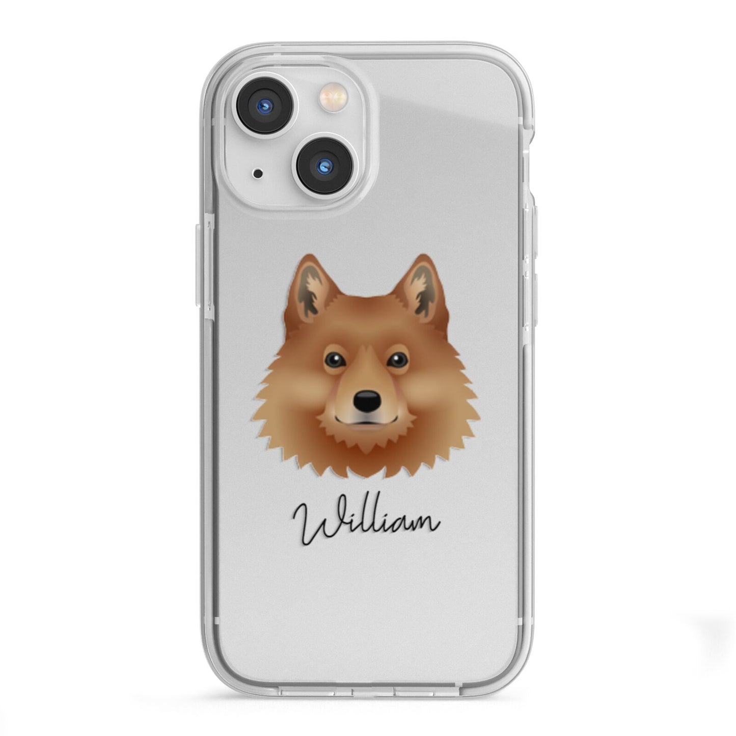 Finnish Spitz Personalised iPhone 13 Mini TPU Impact Case with White Edges