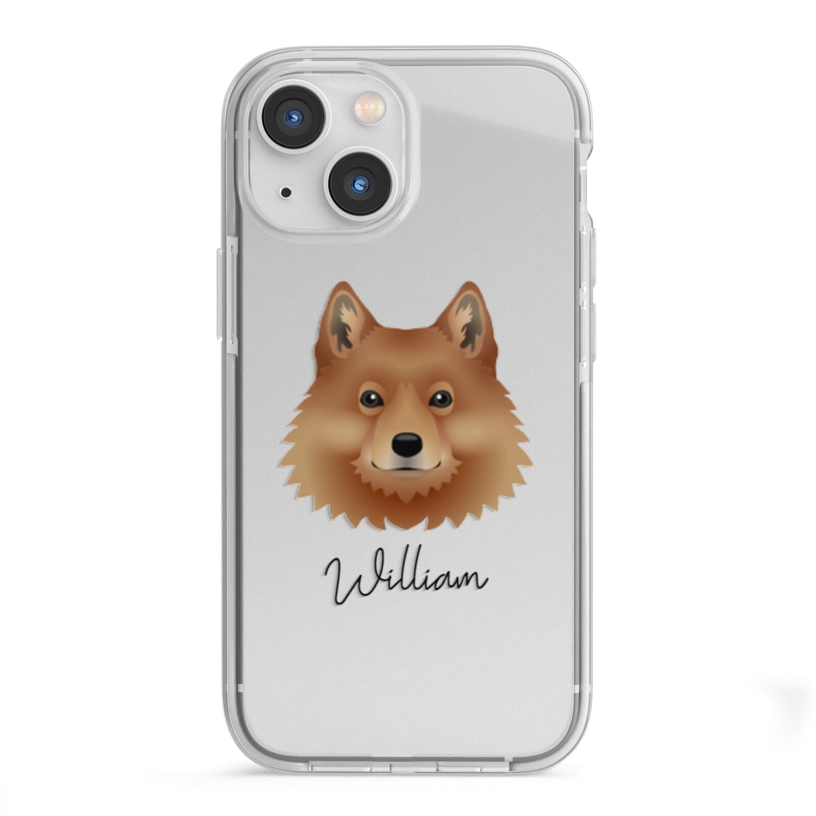 Finnish Spitz Personalised iPhone 13 Mini TPU Impact Case with White Edges