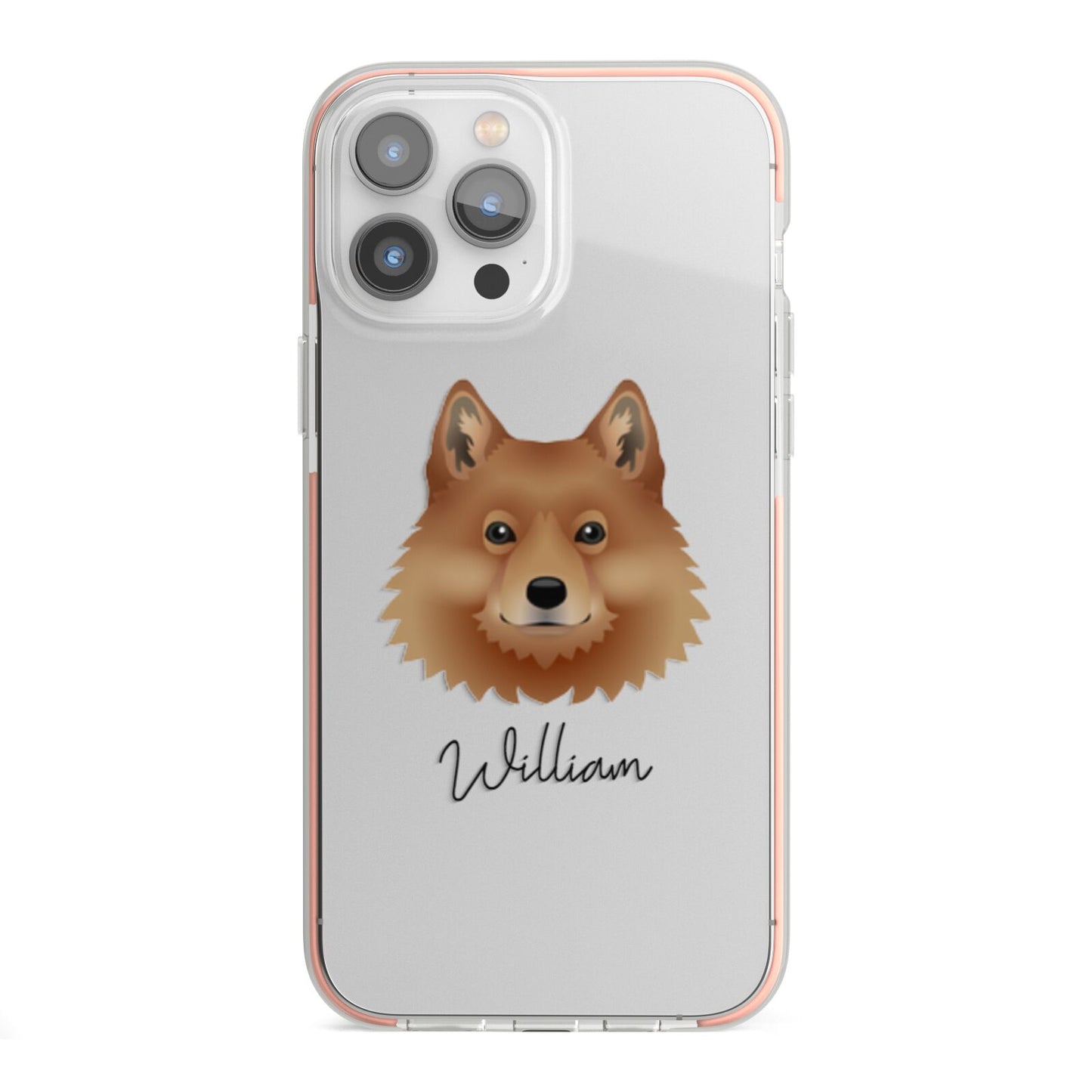 Finnish Spitz Personalised iPhone 13 Pro Max TPU Impact Case with Pink Edges