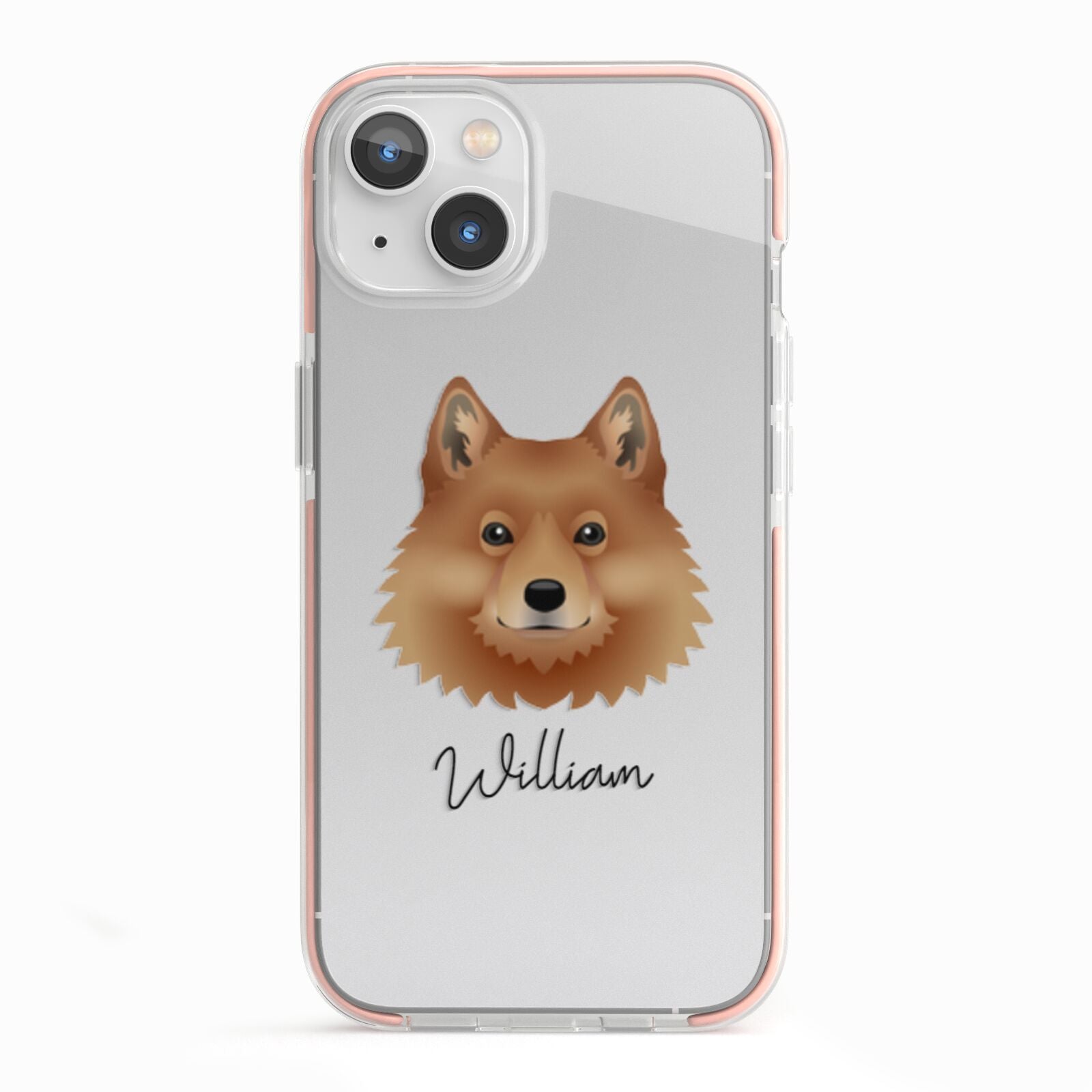 Finnish Spitz Personalised iPhone 13 TPU Impact Case with Pink Edges