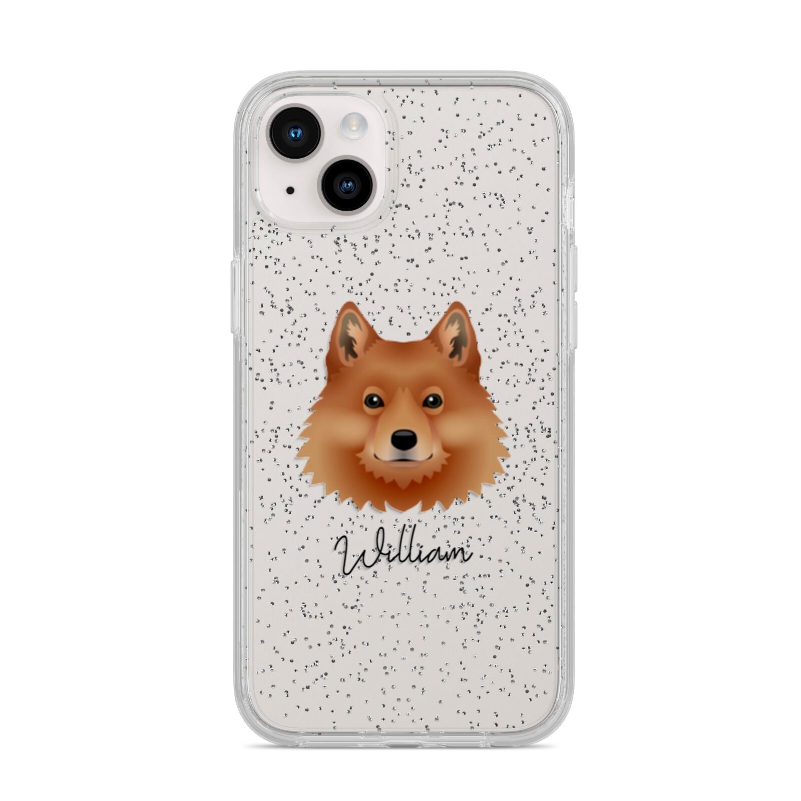 Finnish Spitz Personalised iPhone 14 Plus Glitter Tough Case Starlight