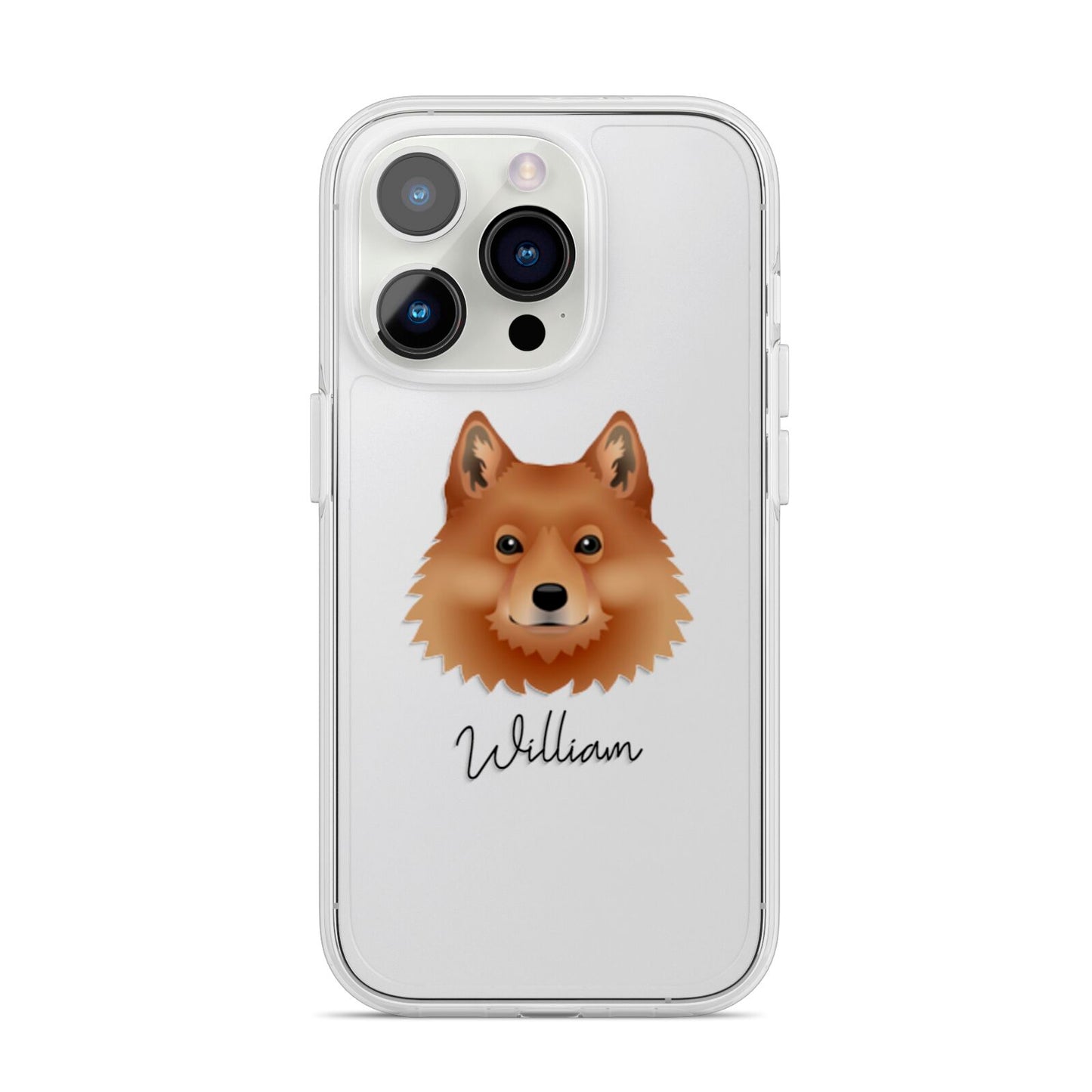 Finnish Spitz Personalised iPhone 14 Pro Clear Tough Case Silver