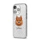 Finnish Spitz Personalised iPhone 14 Pro Glitter Tough Case Silver Angled Image