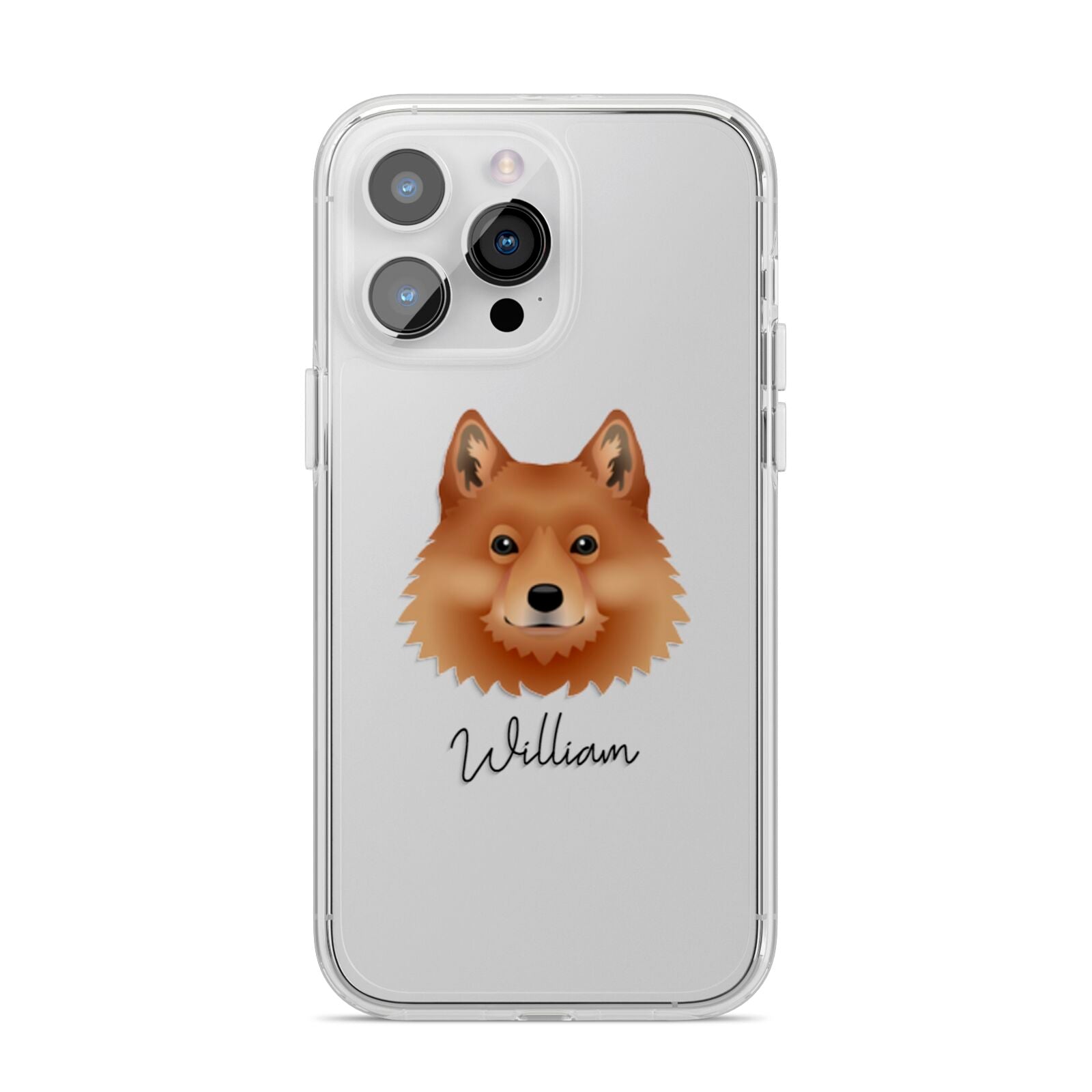 Finnish Spitz Personalised iPhone 14 Pro Max Clear Tough Case Silver