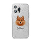 Finnish Spitz Personalised iPhone 14 Pro Max Glitter Tough Case Silver