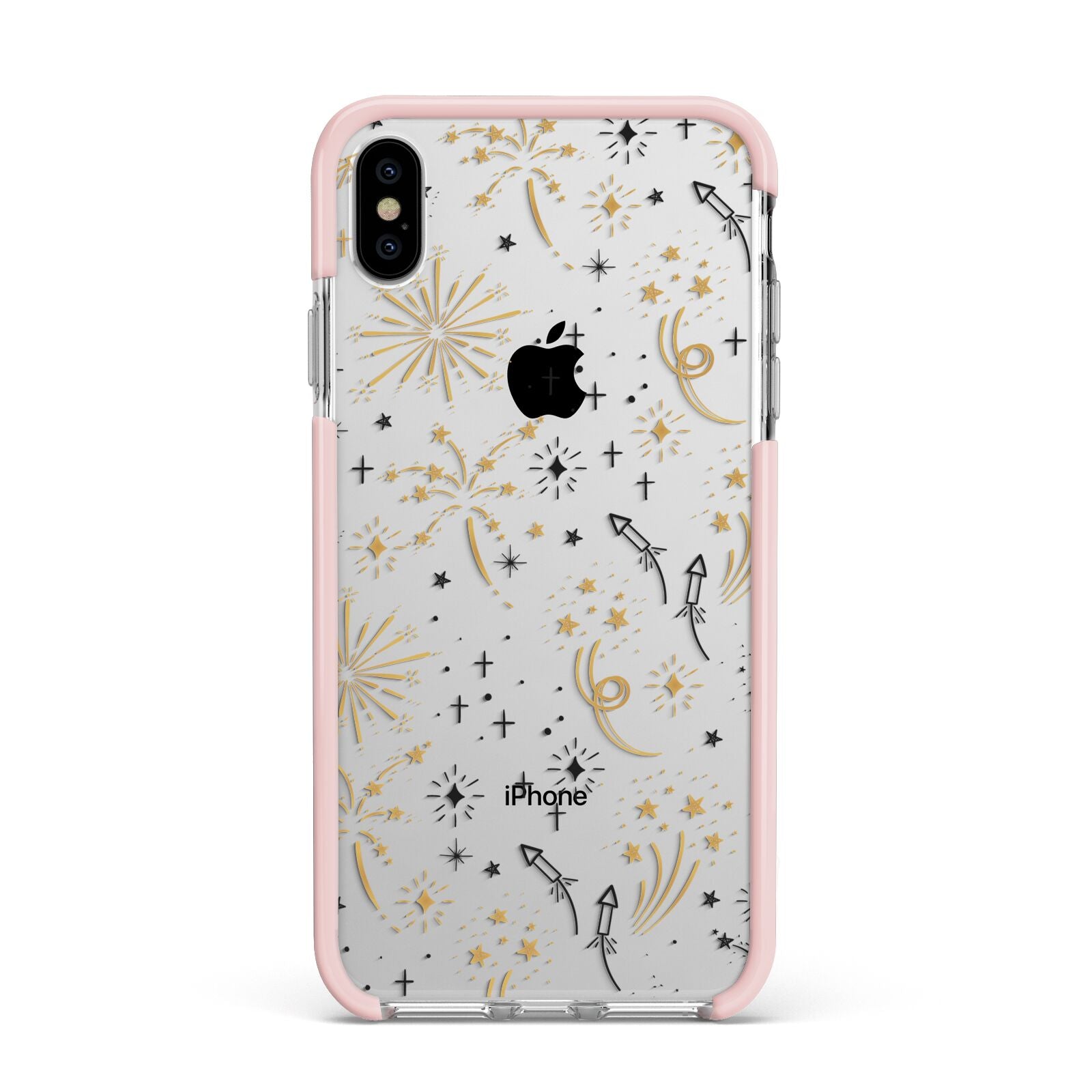 Firework Apple iPhone Xs Max Impact Case Pink Edge on Silver Phone