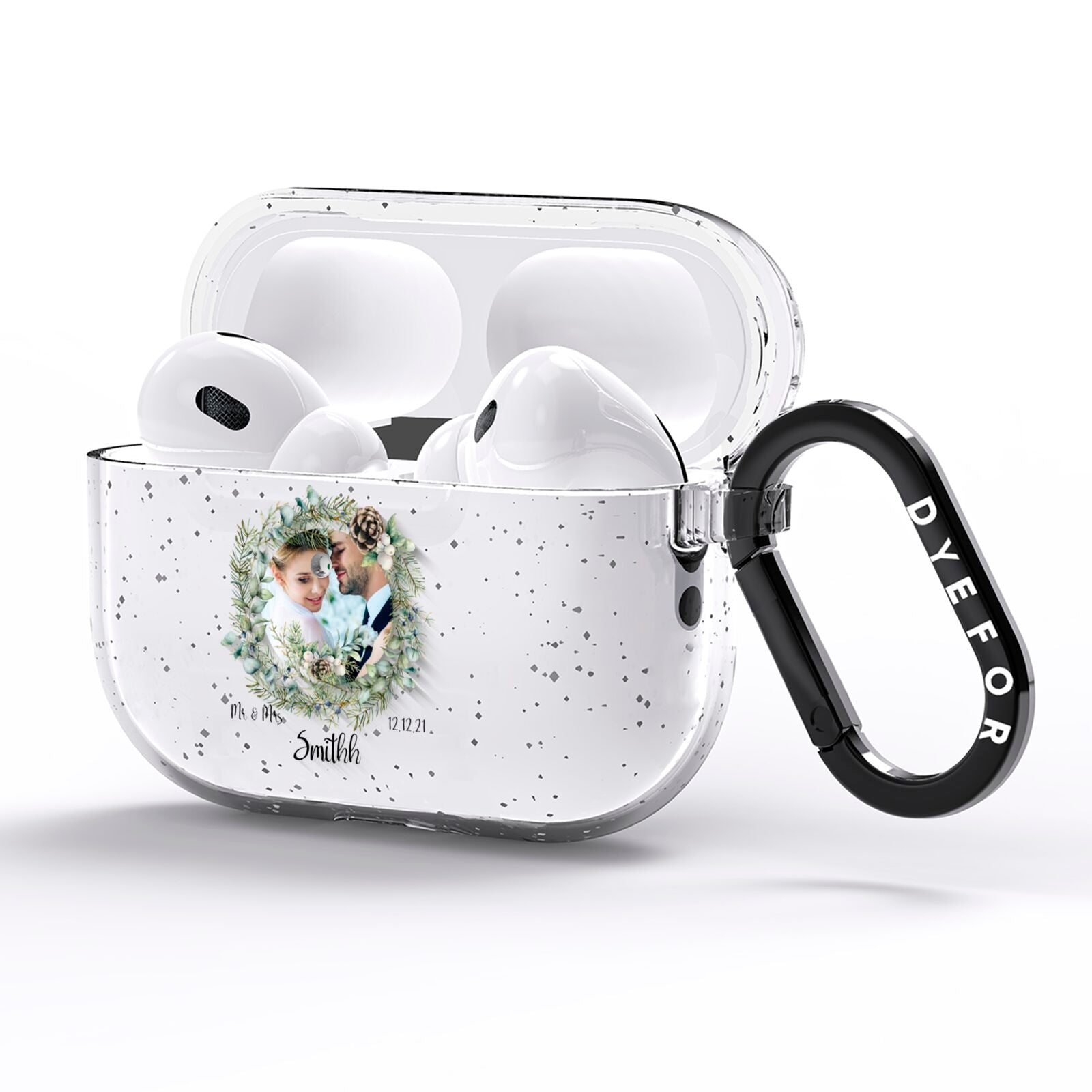 First Christmas Married Photo AirPods Pro Glitter Case Side Image