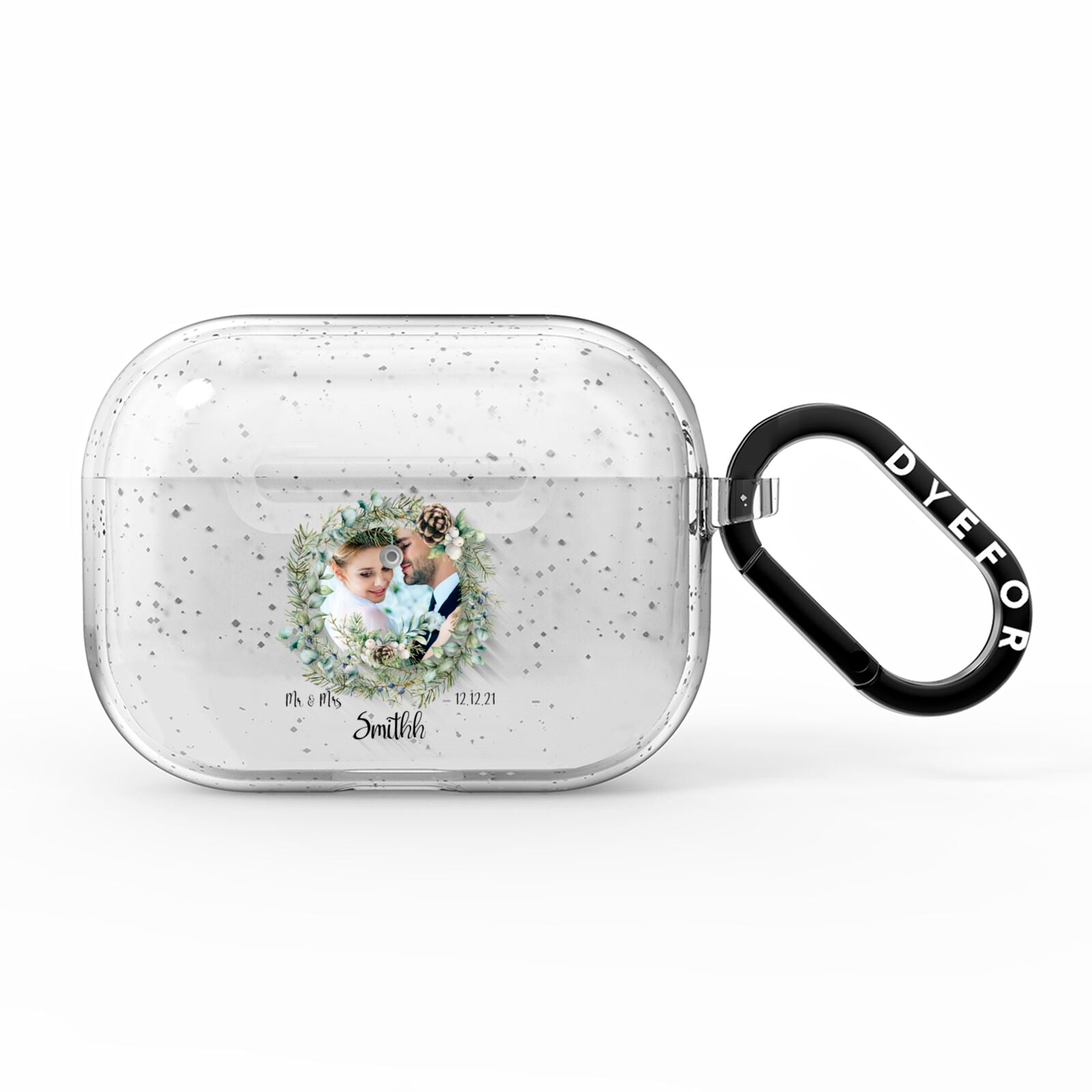 First Christmas Married Photo AirPods Pro Glitter Case