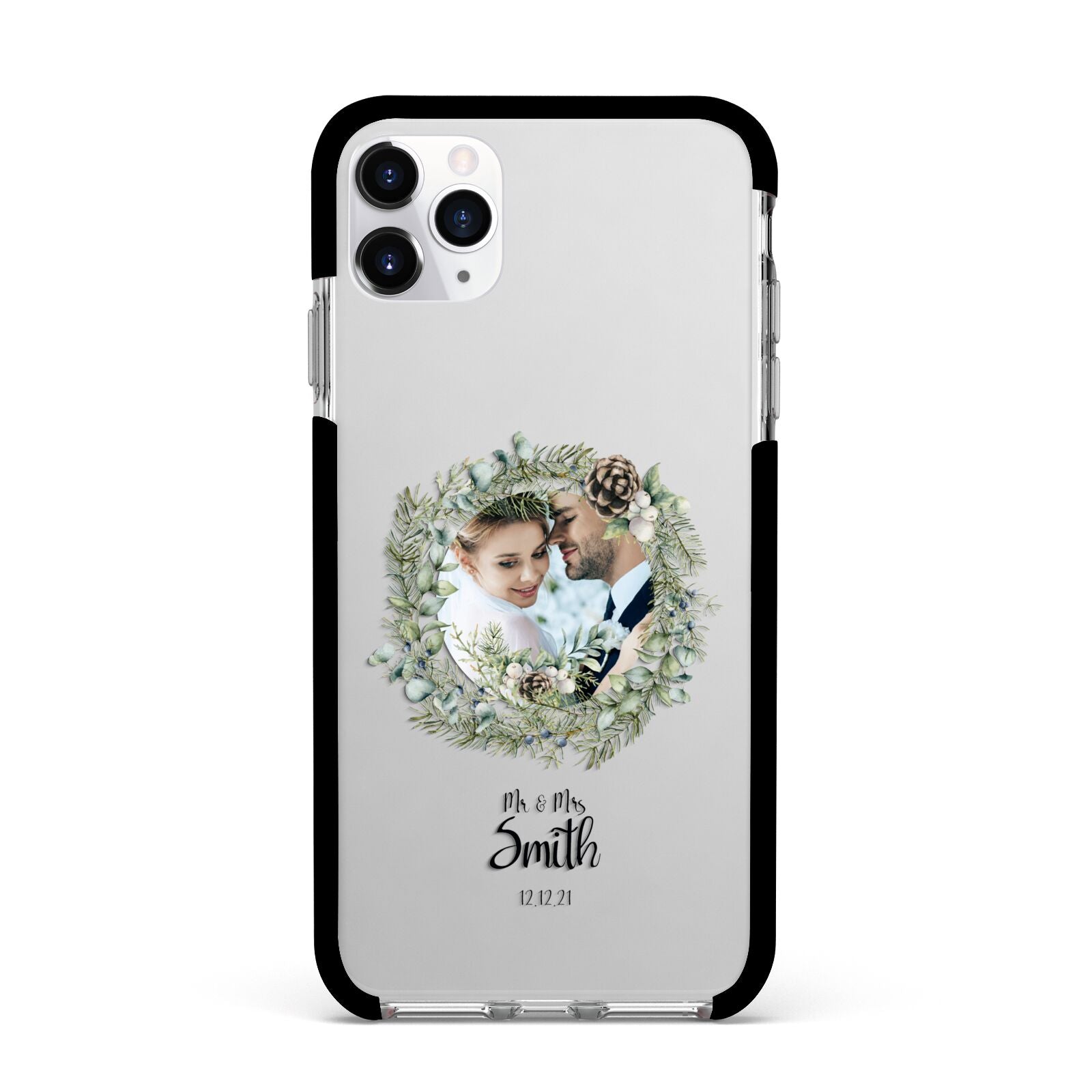 First Christmas Married Photo Apple iPhone 11 Pro Max in Silver with Black Impact Case