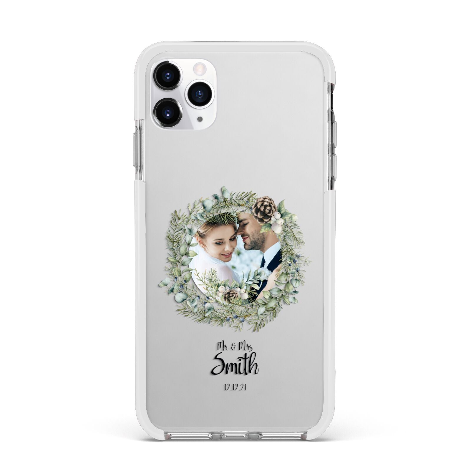 First Christmas Married Photo Apple iPhone 11 Pro Max in Silver with White Impact Case