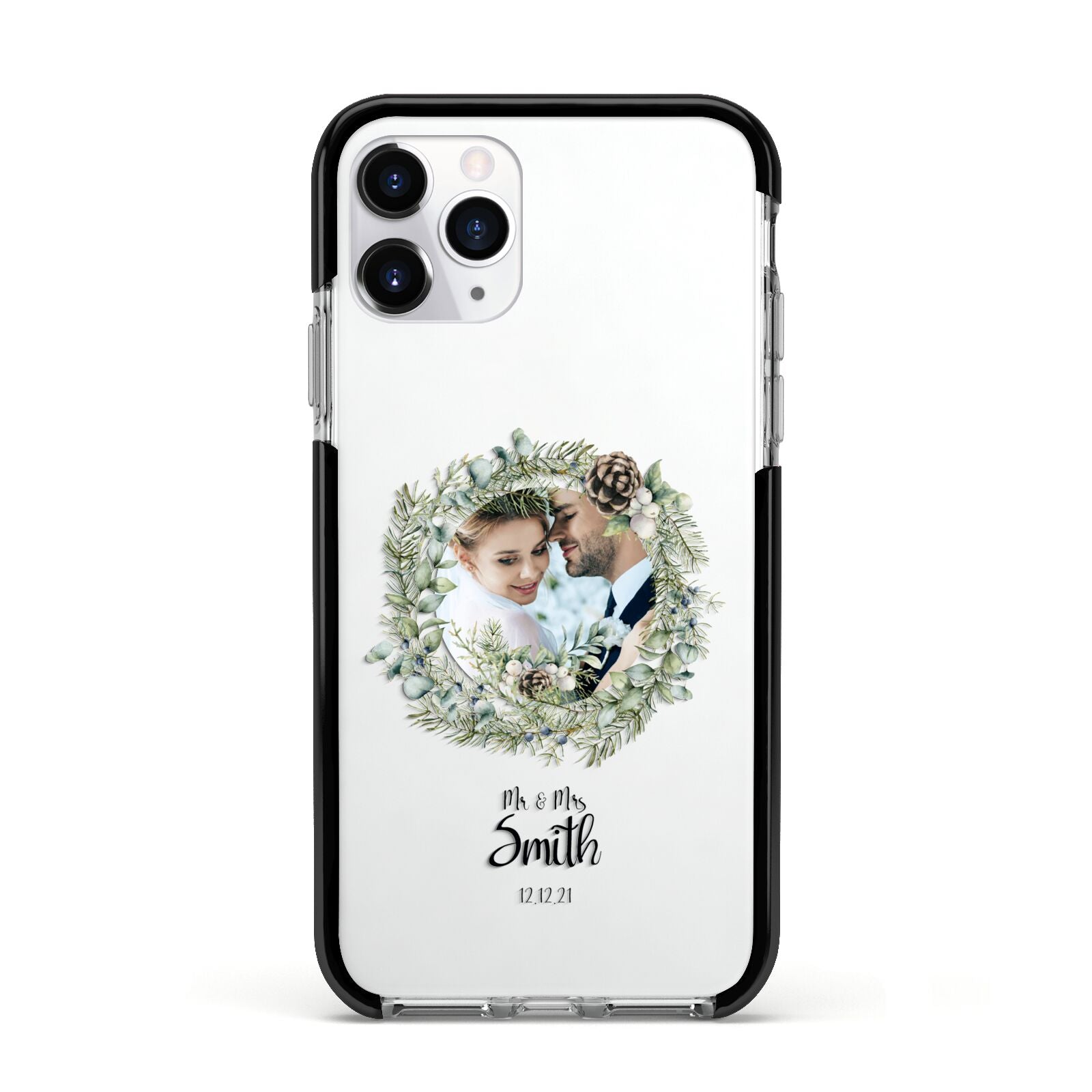 First Christmas Married Photo Apple iPhone 11 Pro in Silver with Black Impact Case