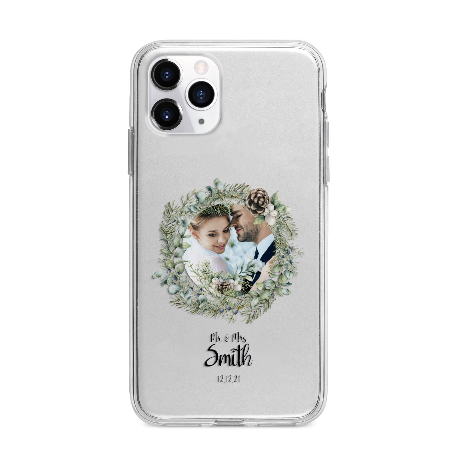 First Christmas Married Photo Apple iPhone 11 Pro in Silver with Bumper Case