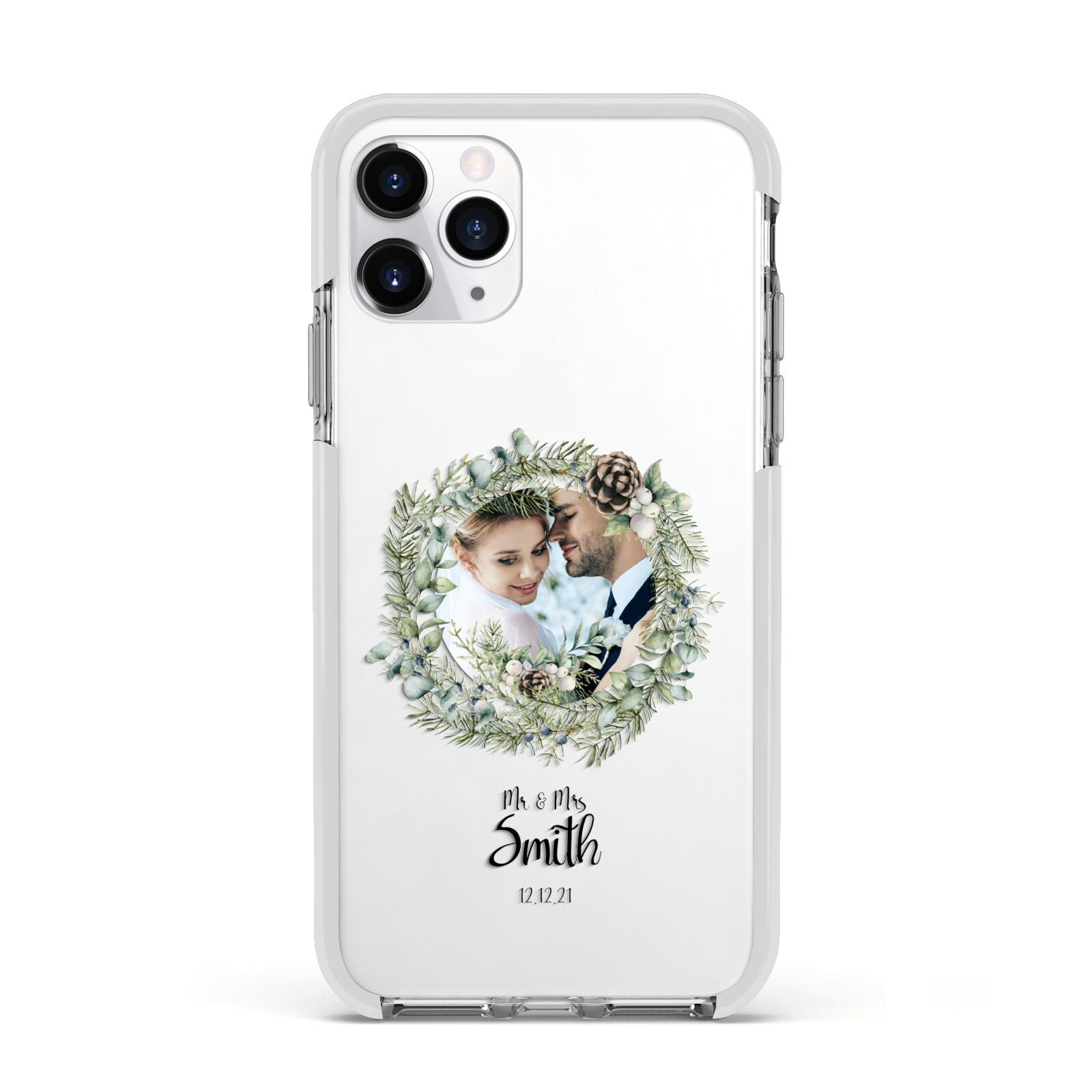 First Christmas Married Photo Apple iPhone 11 Pro in Silver with White Impact Case