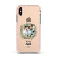 First Christmas Married Photo Apple iPhone Xs Impact Case Pink Edge on Gold Phone