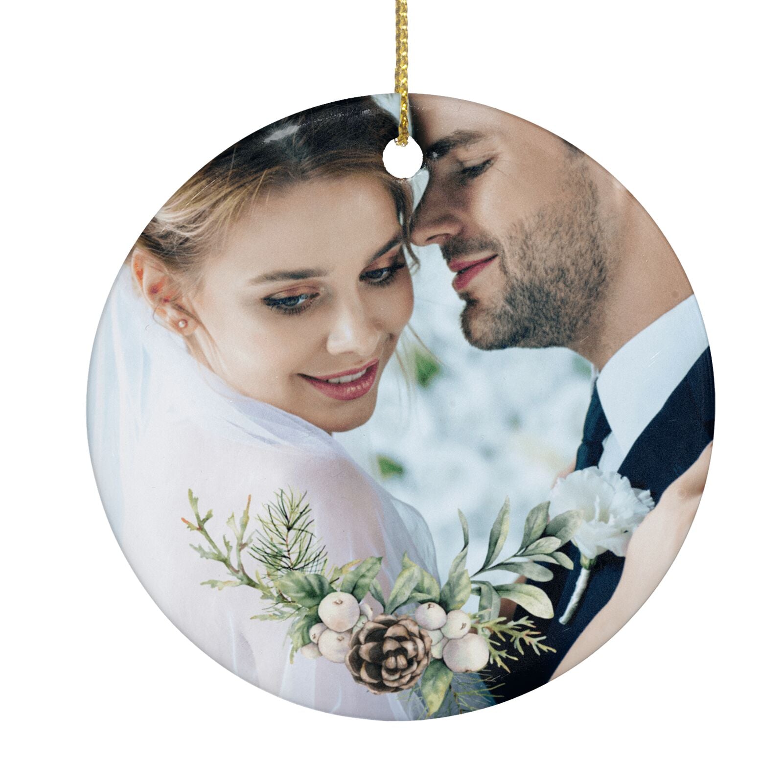 First Christmas Married Photo Circle Decoration
