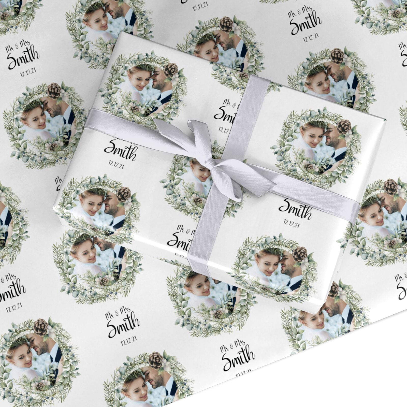 First Christmas Married Photo Custom Wrapping Paper