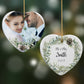 First Christmas Married Photo Heart Decoration on Christmas Background