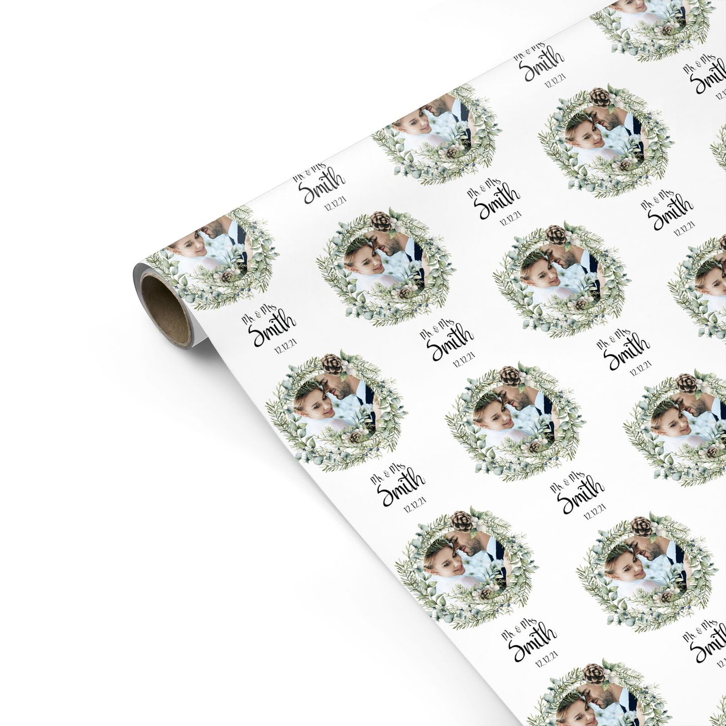 First Christmas Married Photo Personalised Gift Wrap