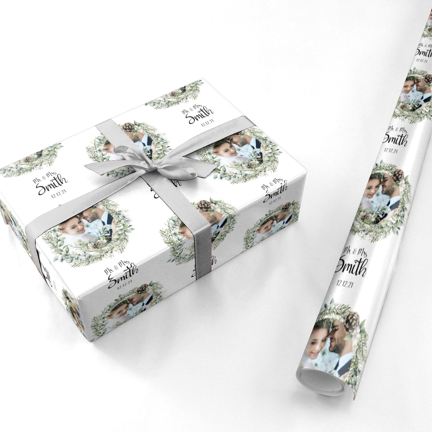 First Christmas Married Photo Personalised Wrapping Paper
