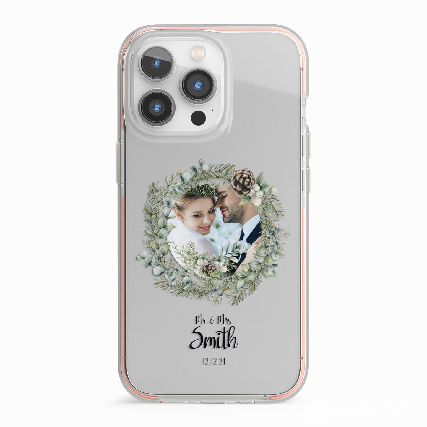 First Christmas Married Photo iPhone 13 Pro TPU Impact Case with Pink Edges