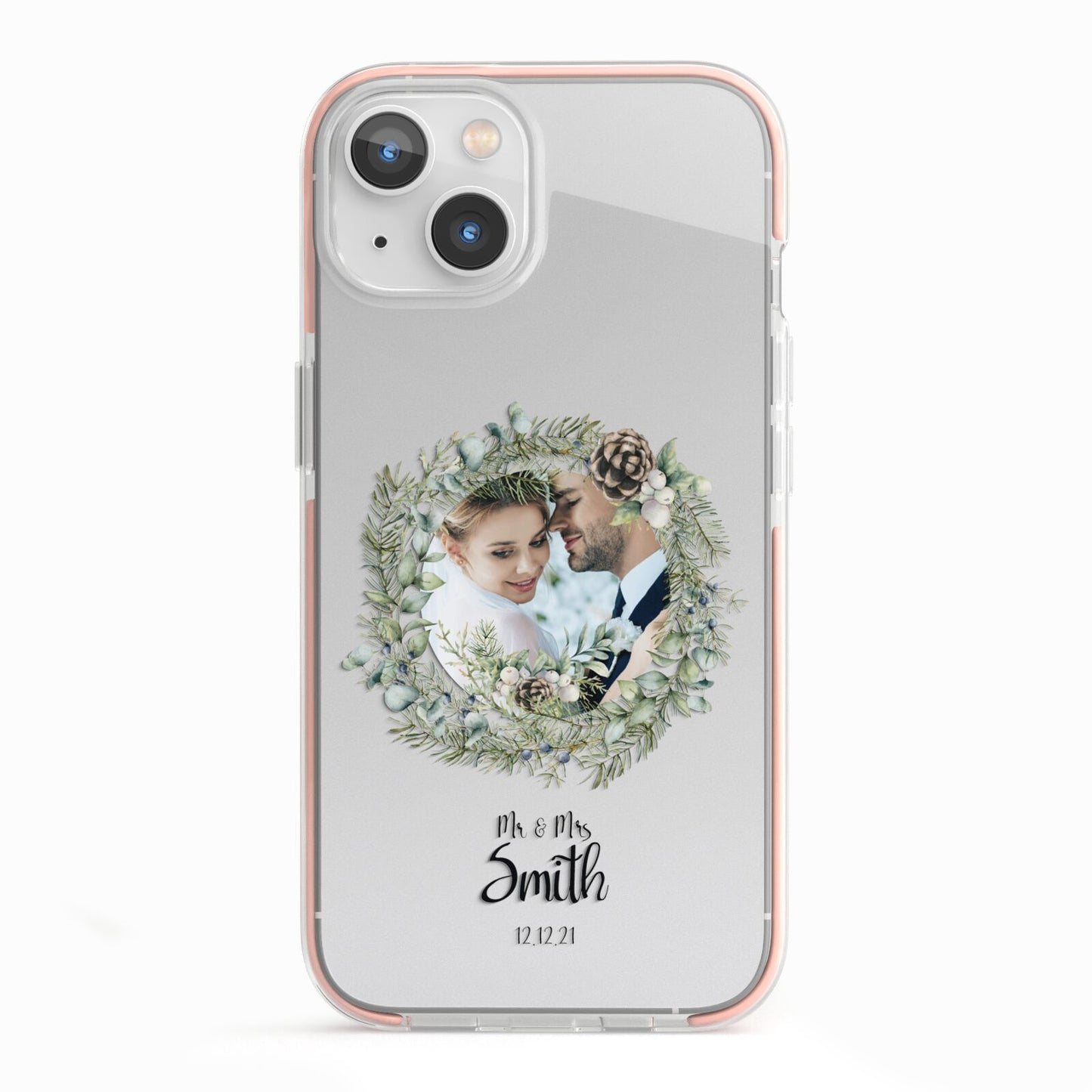 First Christmas Married Photo iPhone 13 TPU Impact Case with Pink Edges