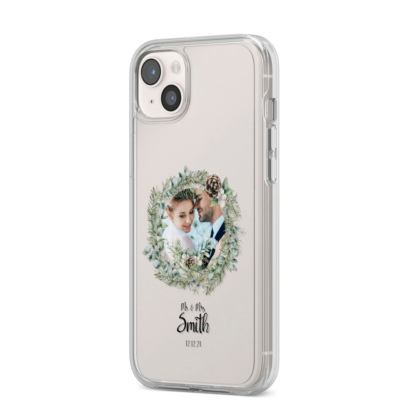 First Christmas Married Photo iPhone 14 Plus Clear Tough Case Starlight Angled Image