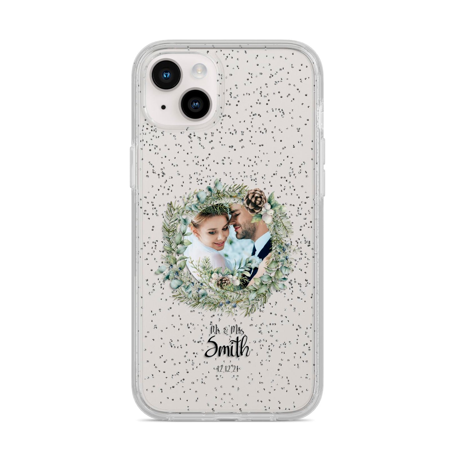 First Christmas Married Photo iPhone 14 Plus Glitter Tough Case Starlight