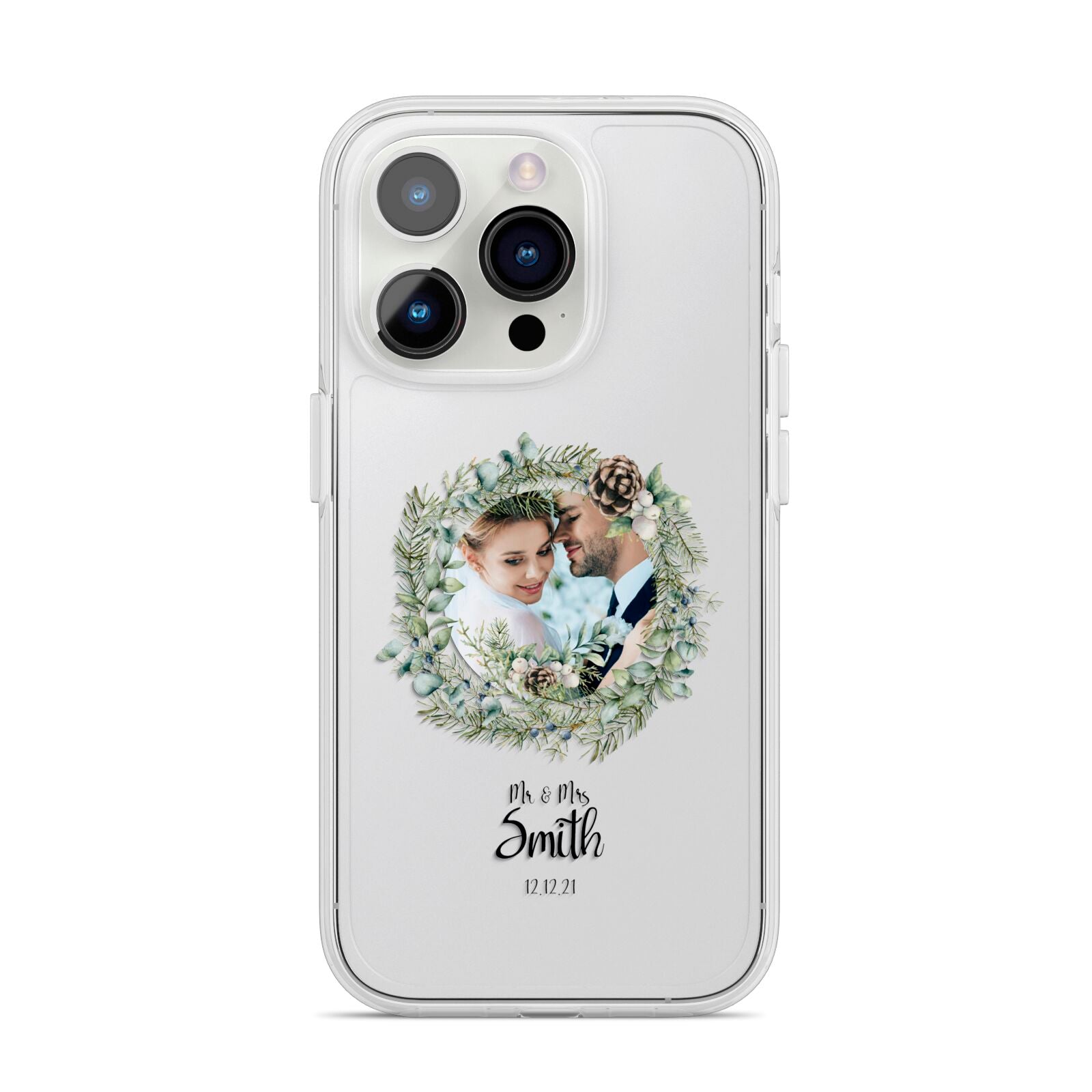 First Christmas Married Photo iPhone 14 Pro Clear Tough Case Silver