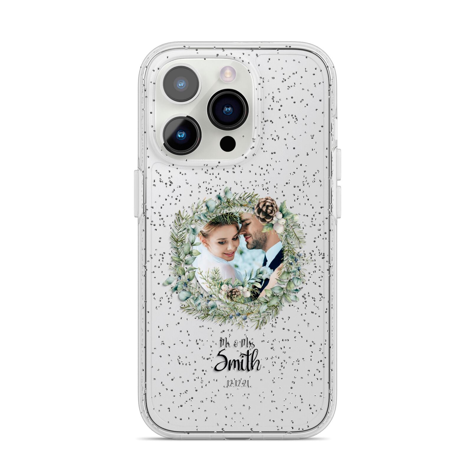 First Christmas Married Photo iPhone 14 Pro Glitter Tough Case Silver