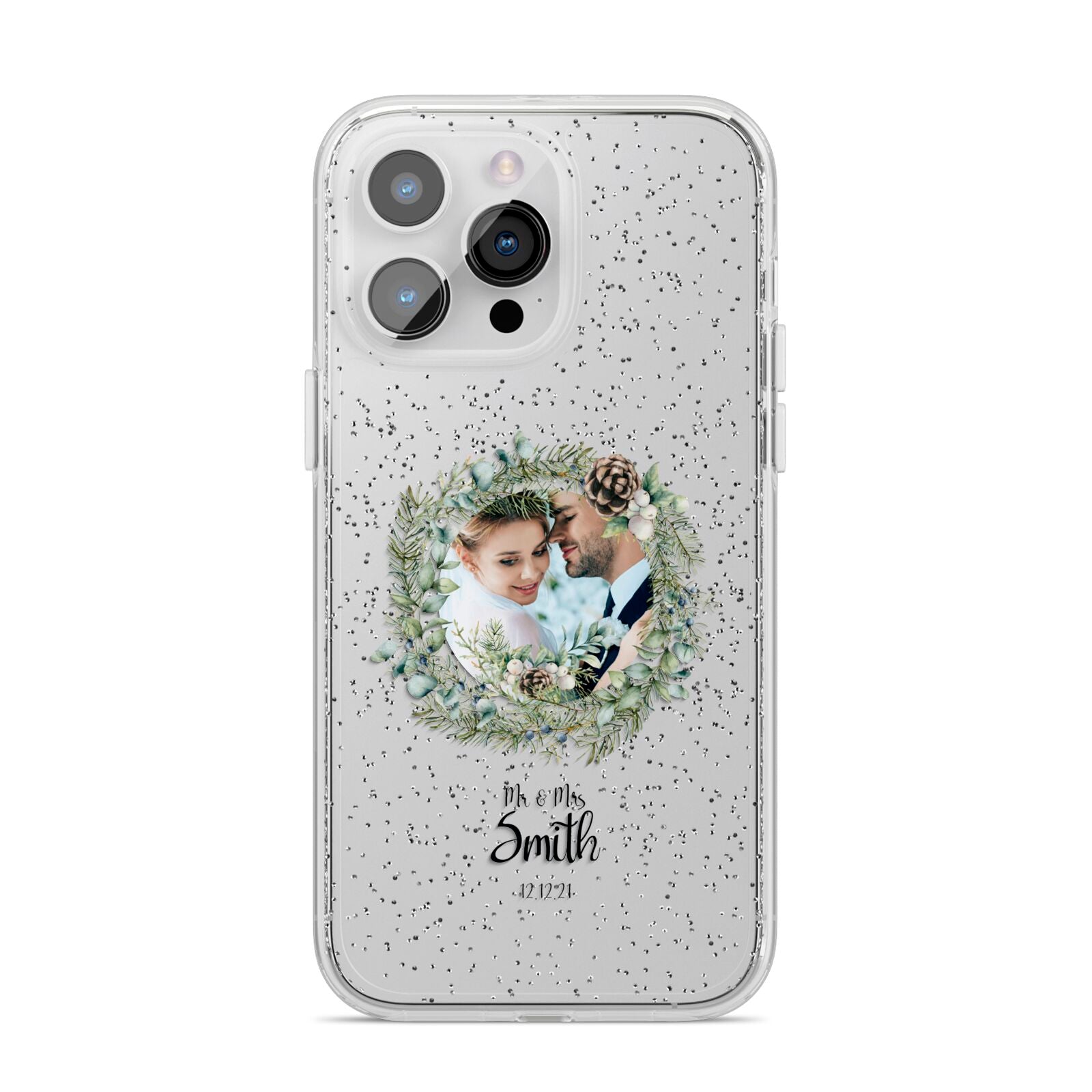 First Christmas Married Photo iPhone 14 Pro Max Glitter Tough Case Silver