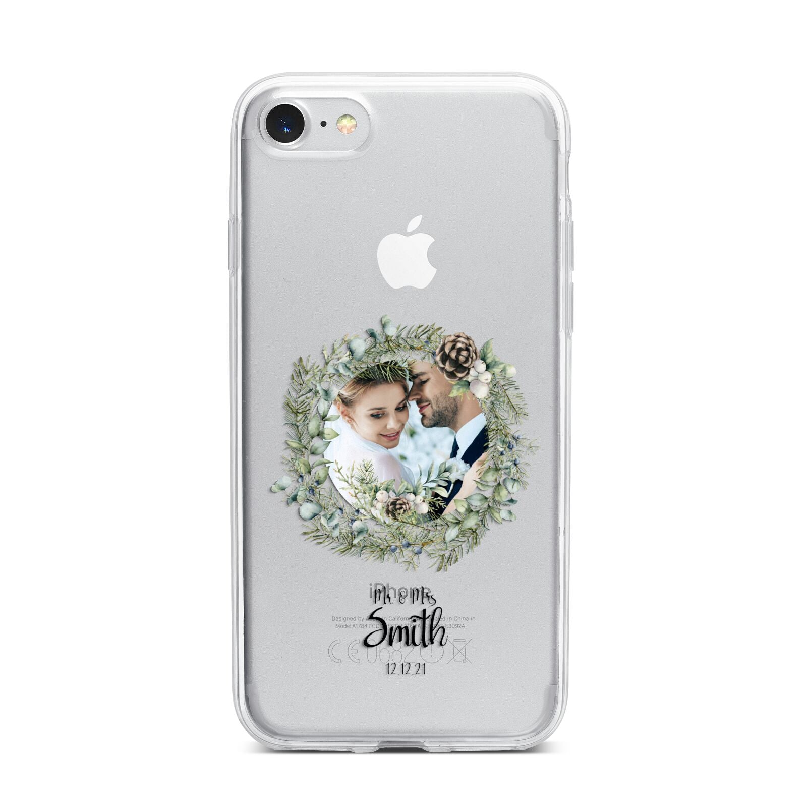 First Christmas Married Photo iPhone 7 Bumper Case on Silver iPhone
