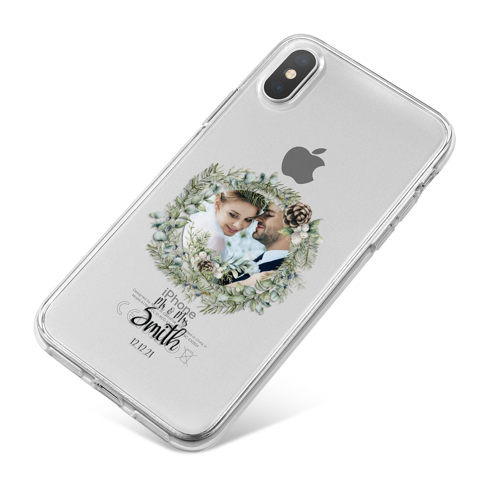 First Christmas Married Photo iPhone X Bumper Case on Silver iPhone