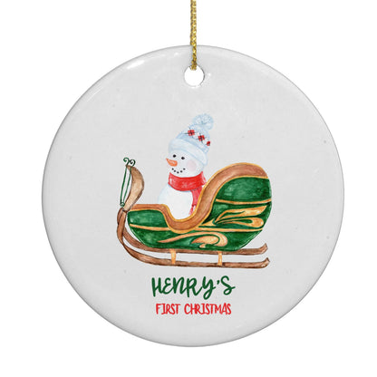 First Christmas Name Personalised Circle Decoration